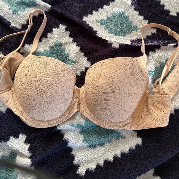 Aerie 34D Nude Sunnie Bloom Lace Strappy Demi Push-up Bra - Picture 8 of 11